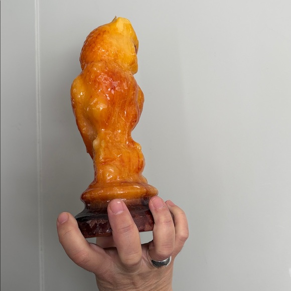 MCM 1970s Vintage Orange Owl Candle approx 8.6 inches tall - Picture 7 of 9